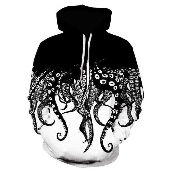 

men's hoodies & sweatshirts 2021 autumn and winter 3d printing ocs tentacles hoodie women's pullover casual fashion hip-hop sweats, Black