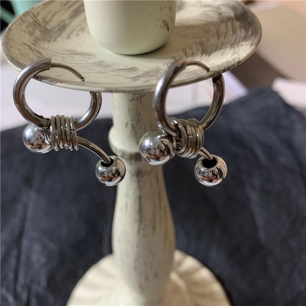 

hoop & huggie funny geometric metal silver color earrings for women girl simple punk hip hop cool statement trendy jewelry 2021, Golden;silver