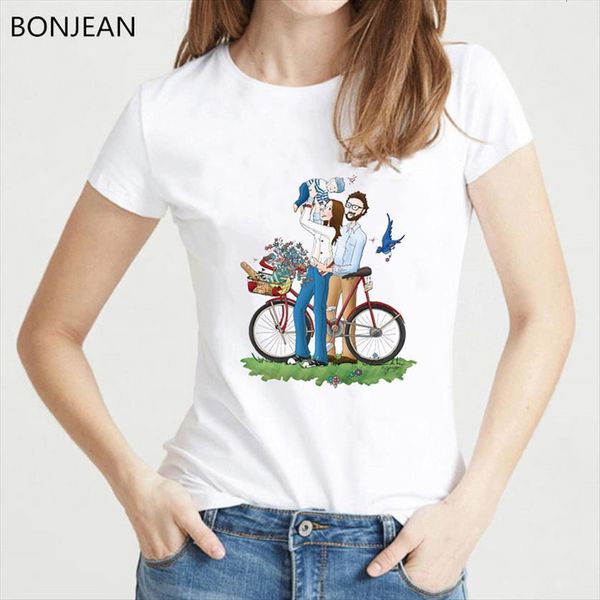 

cartoon super family harajuku kawaii women t shirt clothes summer white graphic