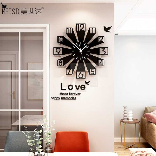 

wall clocks meisd large clock modern design 3d watch diy mirror stickers living room acrylic quartz decor horloge