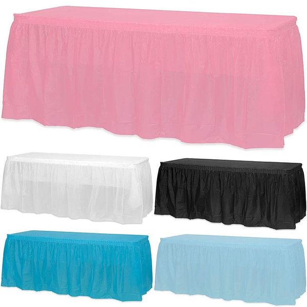 

disposable dinnerware pink plastic tablecloth and table skirts set stain proof cover for baby shower girl birthday party decor