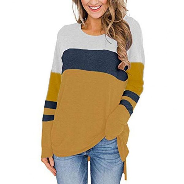 

women's blouses & shirts long-sleeved shirt large size trendy o-neck solid color round collar women blouse for casual, White
