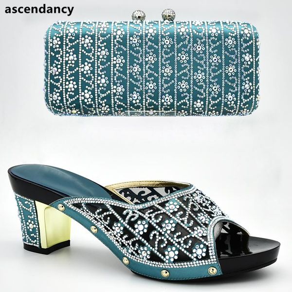 

dress shoes latest italian ladies and bags to match set decorated with rhinestone elegant women wedding high heels pumps, Black