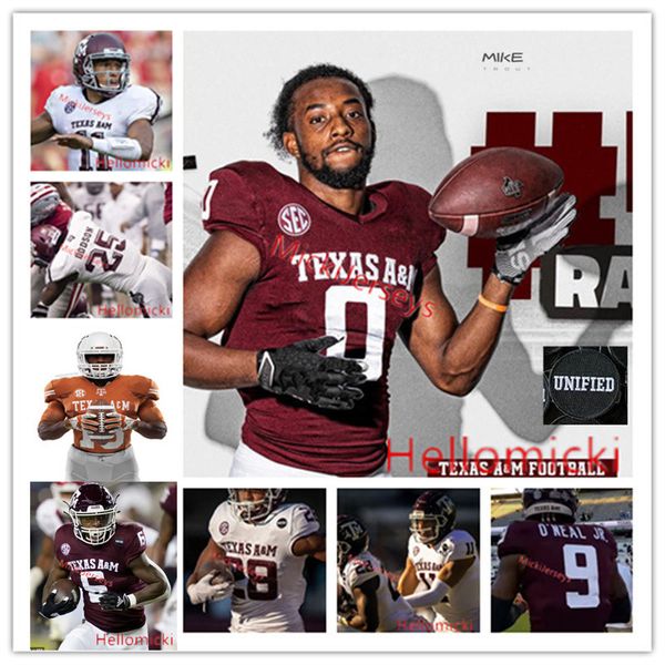 NCAA Texas am Aggies Jersey Aaron Hansford Fadil Diggs Moose Muhammad III Edgerrin Cooper Eli Stowers Max Wright Hezekiah Jones Elijah Jeudy Jahzion Harris