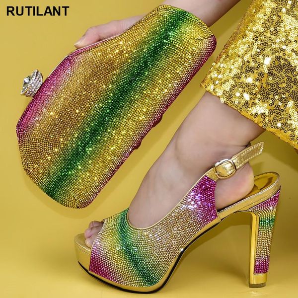 

dress shoes arrival women comfy stiletto sandals ladies italian and bag set decorated with rhinestone high heels, Black