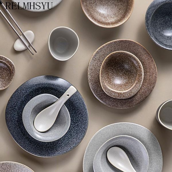 

dishes & plates 1pc relmhsyu nordic style ceramic rice salad bowl irregular dessert fruit dinner plate steak dish tableware