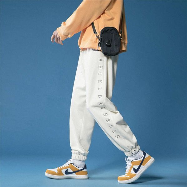 

spring and autumn embroidered pants casual youth loose large capri pants, Black