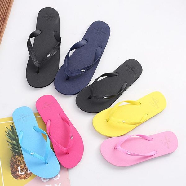 

slippers simple solid color comfortable flip flop women summer korean fashion casual non-slip couple flops breathable beach, Black