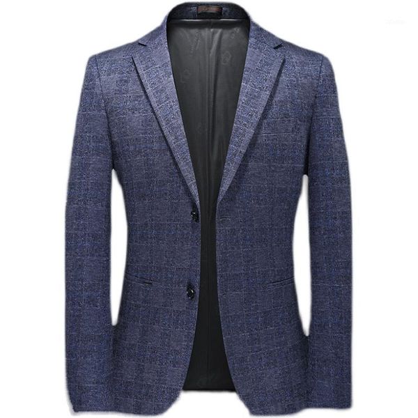 

deep blue orange grid men's suits & blazers, White;black