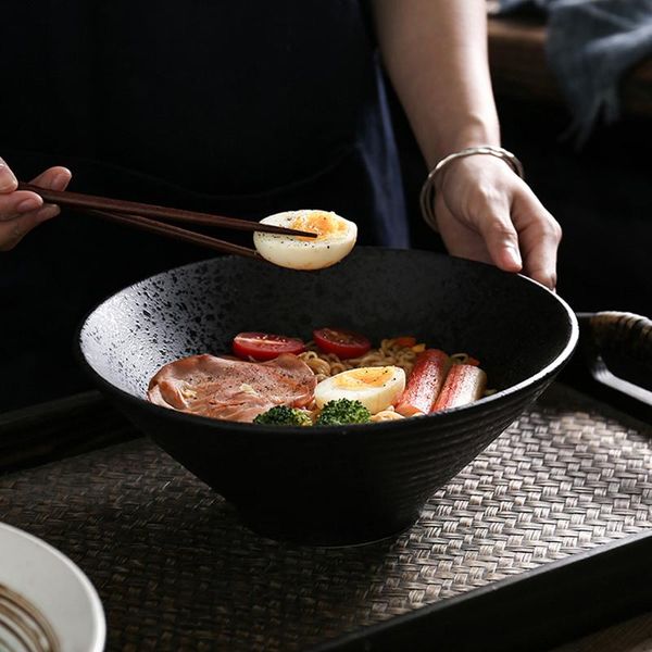 

inch simple japanese-style tableware ramen noodle bowl instant noodles ceramic spoon chopsticks set bowls