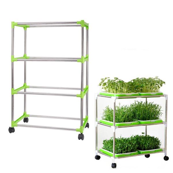 

planters & pots bean sprout nursery tray shelf with universal wheel stainless steel seedling germination hydroponicvegetable planting frame