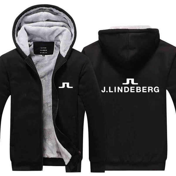 

men's hoodies & sweatshirts j lindeberg golf clothing casual fleece warm winter outwear thicken jacket slim fit zipper hooded hoody s-5, Black