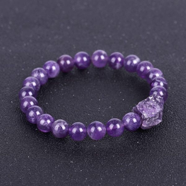 

beaded, strands healing stone natural crystal bracelets for women irregular rock quartz tiger eye lapis real amethysts purple bracelet, Black