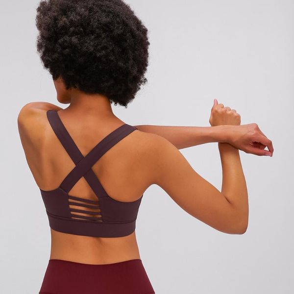 

naked-feel running gym sport bras women buttery-soft widen straps push up workout athletic yoga outfit