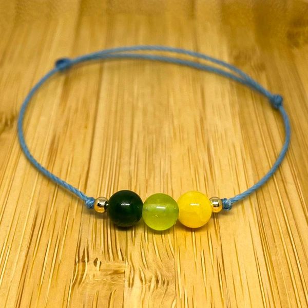

charm bracelets women green agate barcelets yellow natural stones decorations jewelry 2021 handmade wax cord thread accessories gifts to fri, Golden;silver