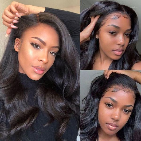 

body wave 13x4 lace front human hair wigs brazilian pre plucked frontal remy with natural hairline1, Black;brown
