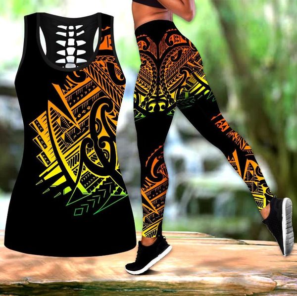 

women's leggings polynesian hawaii turtle flowers 3d all over printed legging & tank elastic female skinny ddk38, Black