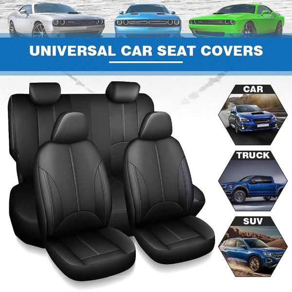 

car seat covers 9pcs automobile cover protector pu leather front rear full set waterproof universial with zipper for 5 seats
