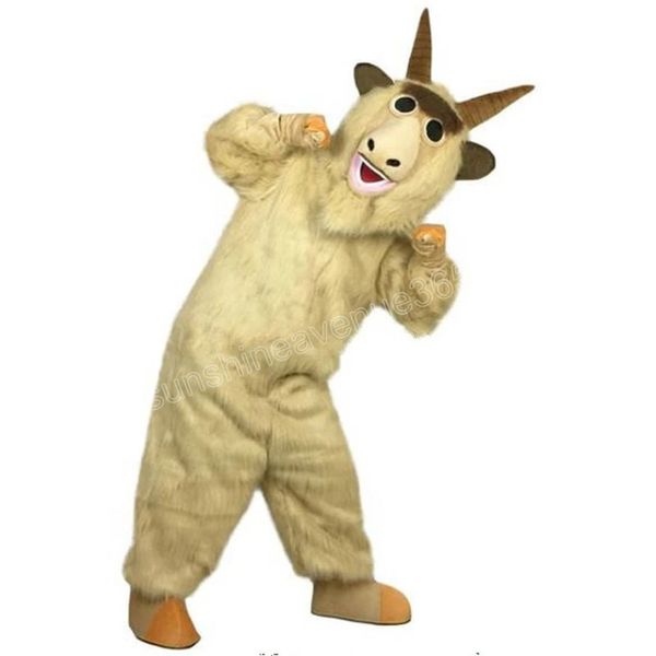 Costume da mascotte di capra pelosa di Halloween Personaggio dei cartoni animati di alta qualità Carnevale Unisex Adulti Taglia Costume da festa di compleanno di Natale