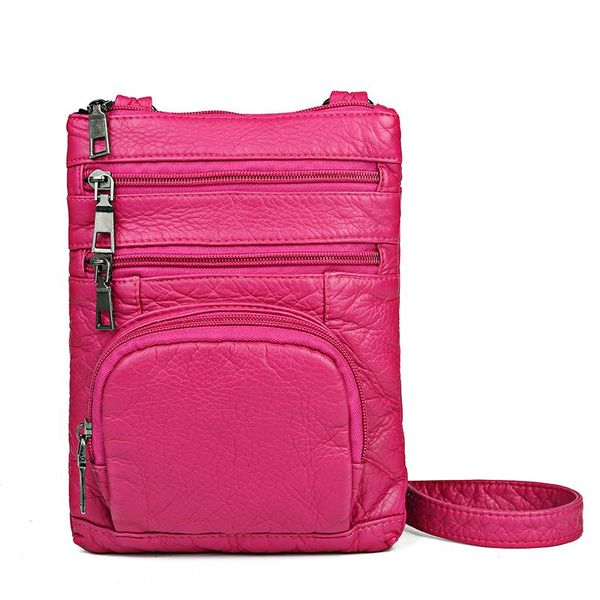 

crossbody bags for women vintage messenger girls multi-pocket purses shoulder washed leather phone packets rose red evening