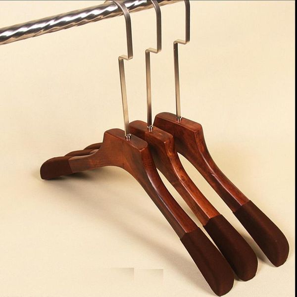 

hangers & racks 4pcs/lot 38cm solid wood woman flocking anti-slip retro wooden long hook hanger