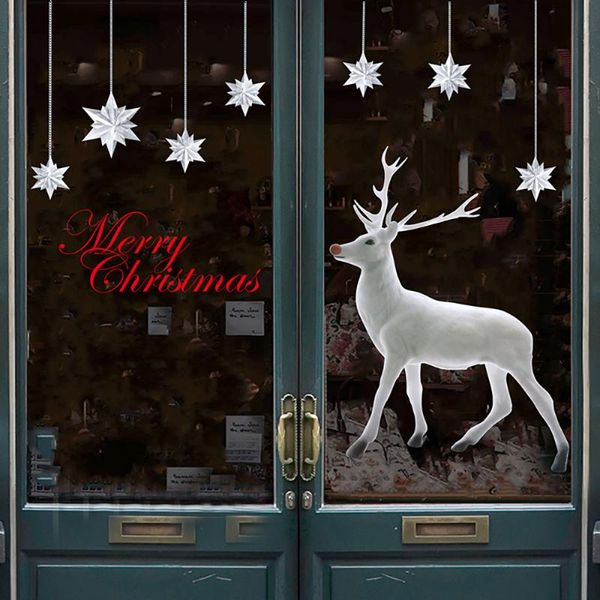 

window stickers christmas elk and tree electrostatic decoration glass