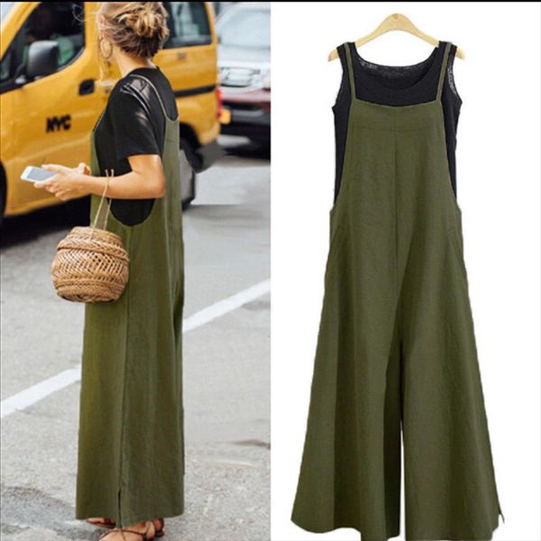 

brand style casual cotton overalls womens jumpsuits strap dungaree oversized trousers, Black;white