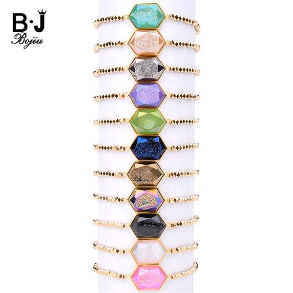 

charm bracelets bojiu 11 colors druzy bracelet for women gold copper nuggets red brown blue green white black gray crystal bc212, Golden;silver