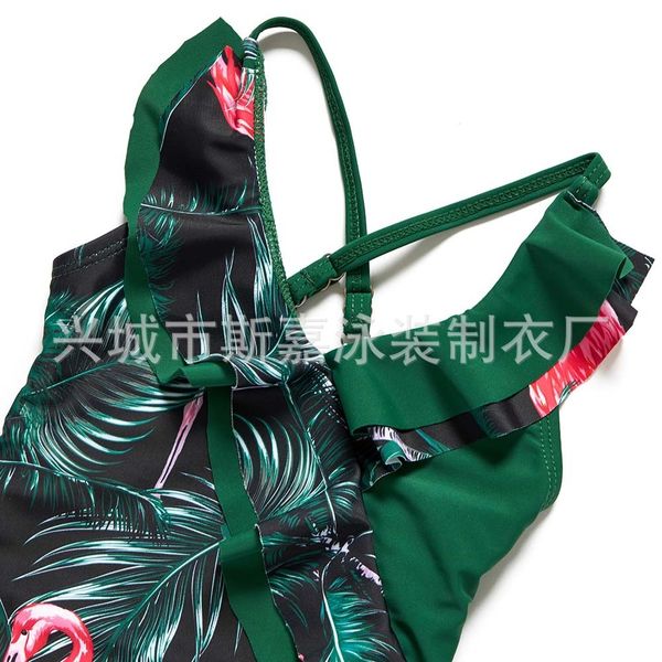 

couple crane print 4-piece split swimsuit new beach pants, White;black