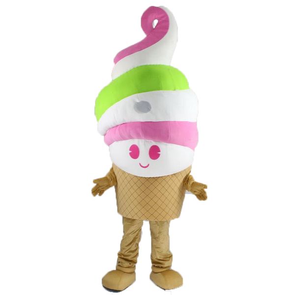 Profissional Ice Cream Mascote Costume Halloween Natal Fantasia Vestido De Festa De Verão Personagem De Banda Desenhos Animados Terno Carnaval Unisex Adultos Outfit