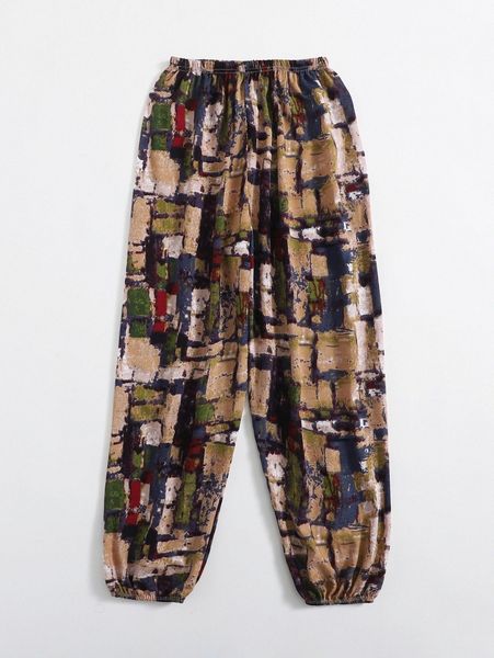 

allover print cartoon pants s3fv#, Black;white