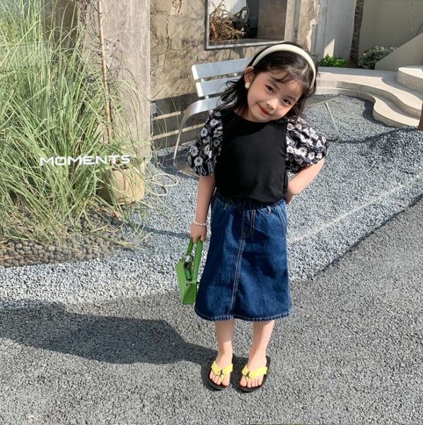 

girls t shirt summer fashion cotton kids 2-7 years qm66 t-shirts, Blue