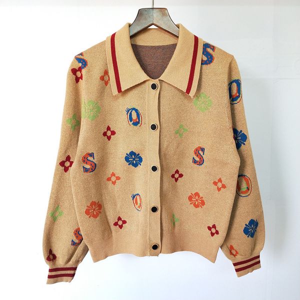 

59% off factory outlet store lapel single breasted gold thread flower jacquard knitting cardigan for women in autumn and winter, White;black