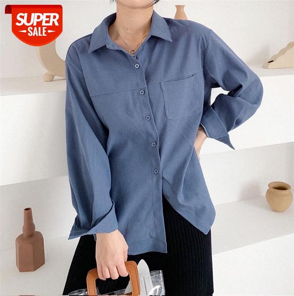 

[ou fan] stitching pocket solid color thick lapel shirt korean women's long-sleeved 6526 #jx1k, Black;gray