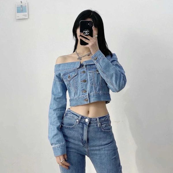 

women's jackets women denim jacket european style small lapel shoulder leakage shirt spring autumn single breasted coat, Black;brown