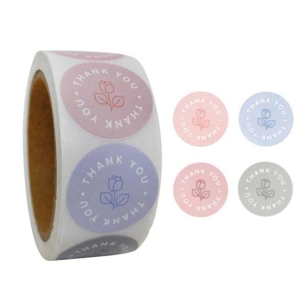 

500pcs 1inch rose thank you sticker seal labels handmade scrapbooking decoration 87ha gift wrap