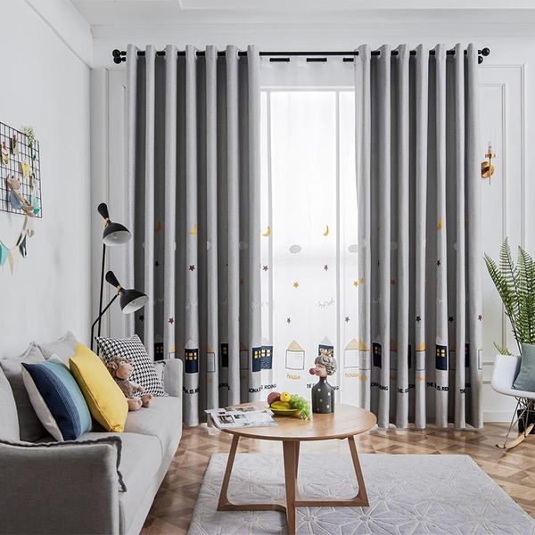 

grey cartoon lovely warm curtain living room bedroom bay window can be customized home fabric screen & drapes