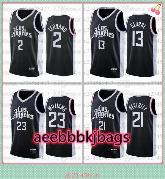 

men basketball jerseys 13 george 21 beverley 2 leonard 2021 black city jersey, Black;red