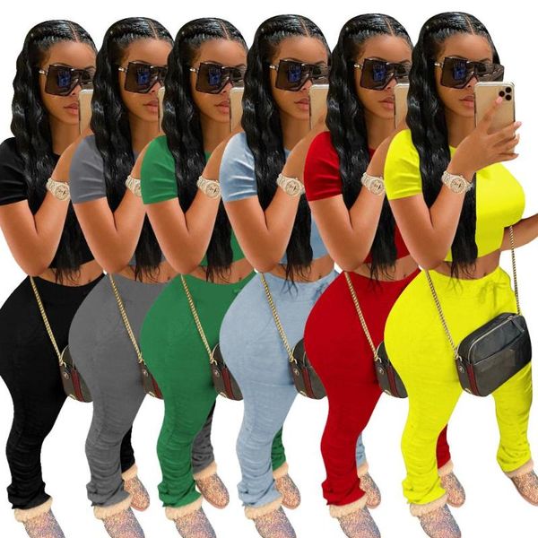 

women's jumpsuits & rompers tracksuits stacked leggings sweatpants women two piece set crop + flare pants joggers bell bottom, Black;white