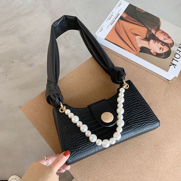 

crossbody women's fashion net red crocodile underarm pearl bag