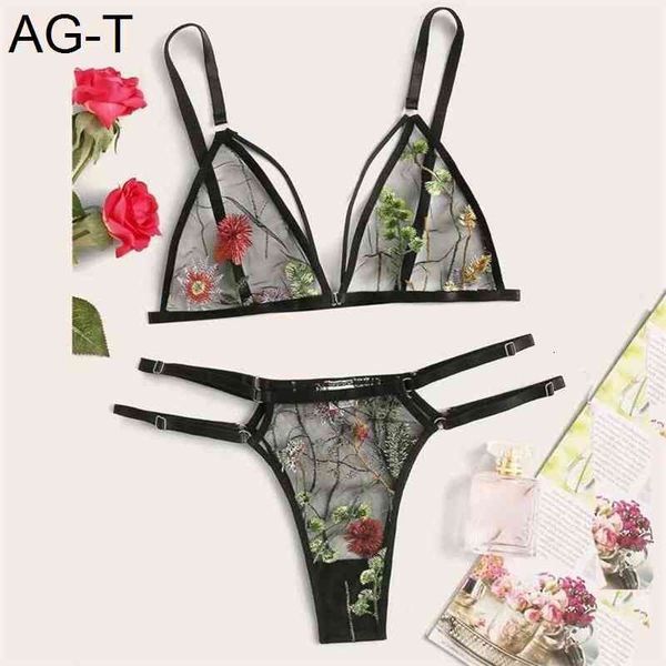 

new femme underwear flower embroidery lace thong lingerie for women set bra g-string s-3xl, Black;pink