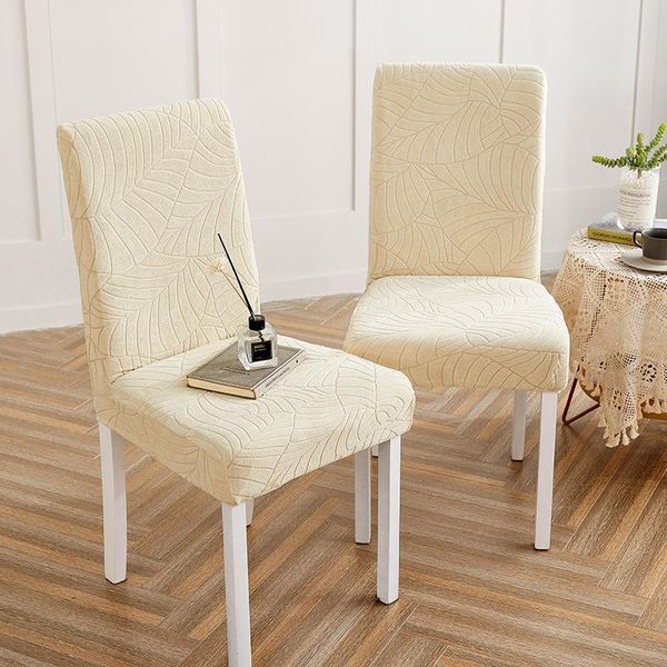 

chair covers leaf jacquard dining cover spandex slipcover protector case stretch for kitchen seat el banquet elastic