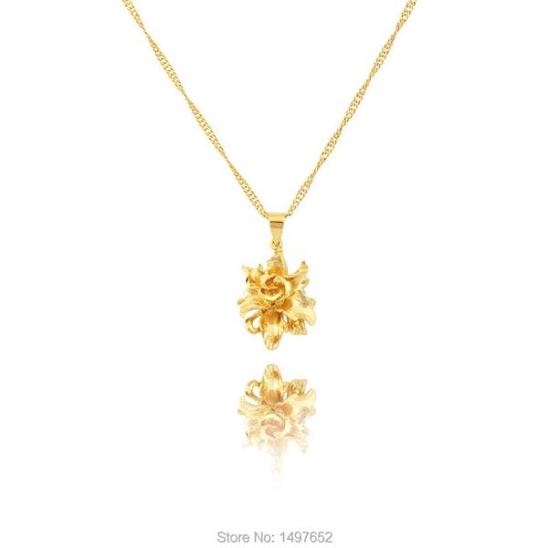 Anhänger-Halsketten, Gold-Blumen-Charm-Halskette, Link-Chians, gefüllter vergoldeter Schmuck für Frauen und Mädchen, schöne Geschenke