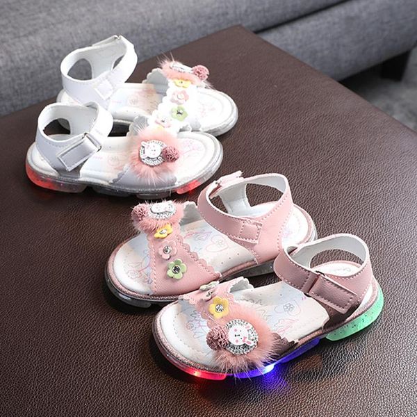 

sandals summer girl's led glow princess shoes soft for toddler infant kids baby girls, Black;red