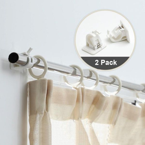 

other home decor 2pcs self adhesive curtain hanging rod brackets organized pole holders bathroom room towel bar hook support rail clamps fix
