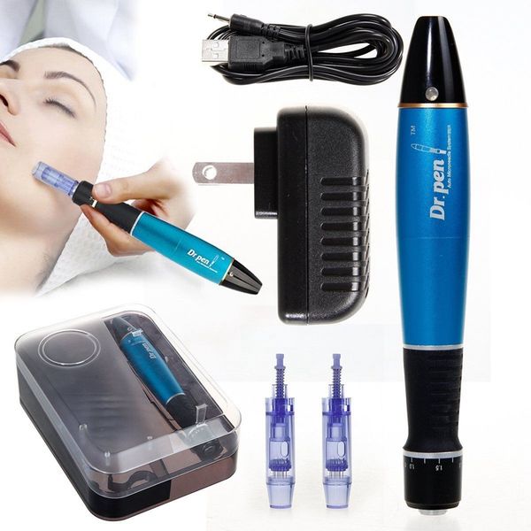 

2021 rechargeable dr. pen derma stamp a1-w auto microneedle anti-aging adjustable needle length 0.25mm-3.0mm with 52pcs needles