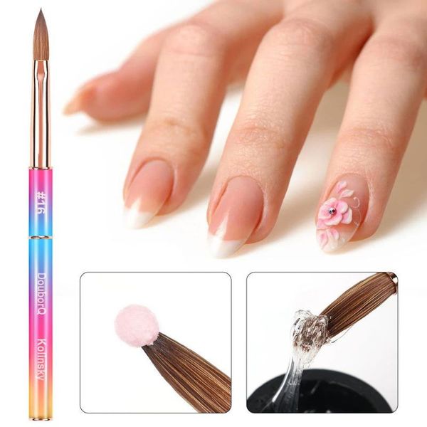 

nail brushes 100% nylon gradient purple handle uv gel acrylic art brush sable hair manicure round tools, Yellow
