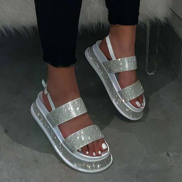 

dress shoes summer beach bling crystal rome ladies sandals rhinestone platform cutouts wedges women woman, Black