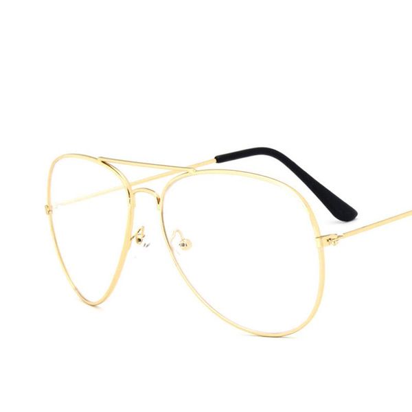 

fashion sunglasses frames retro eyewear men pilot transparent glasses women gold fake vintage optical myopia eyeglasses, Black