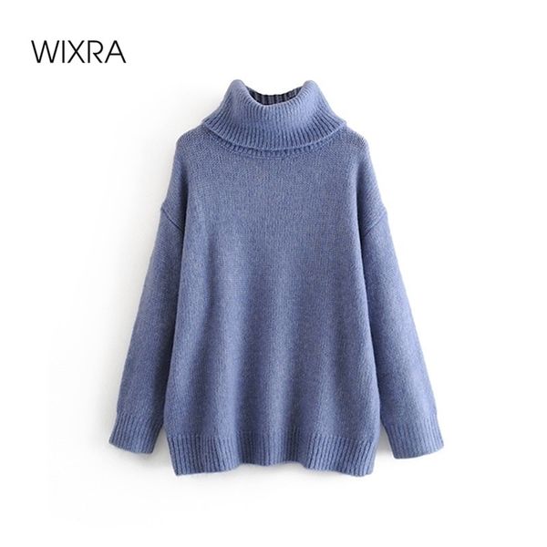 

wixra korean style sweater womens pullover casual turtleneck long sleeve knit female solid basic jumpers 210419, White;black